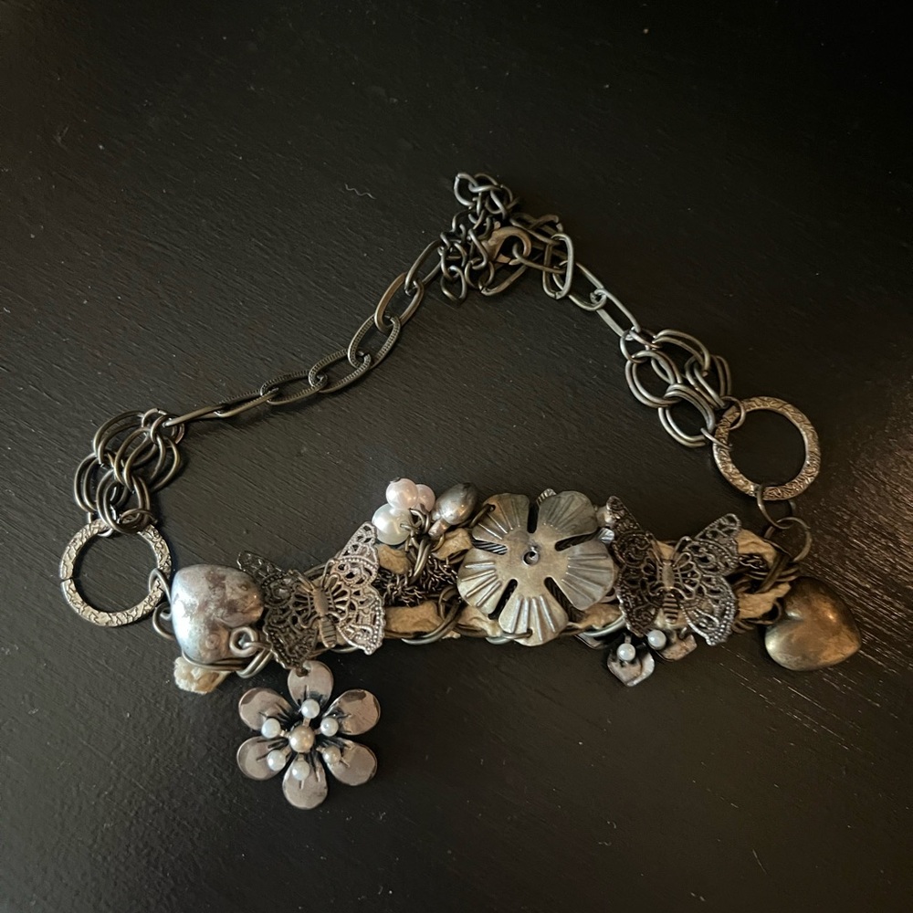 Floral Charm Bracelet in Silver and Gold
